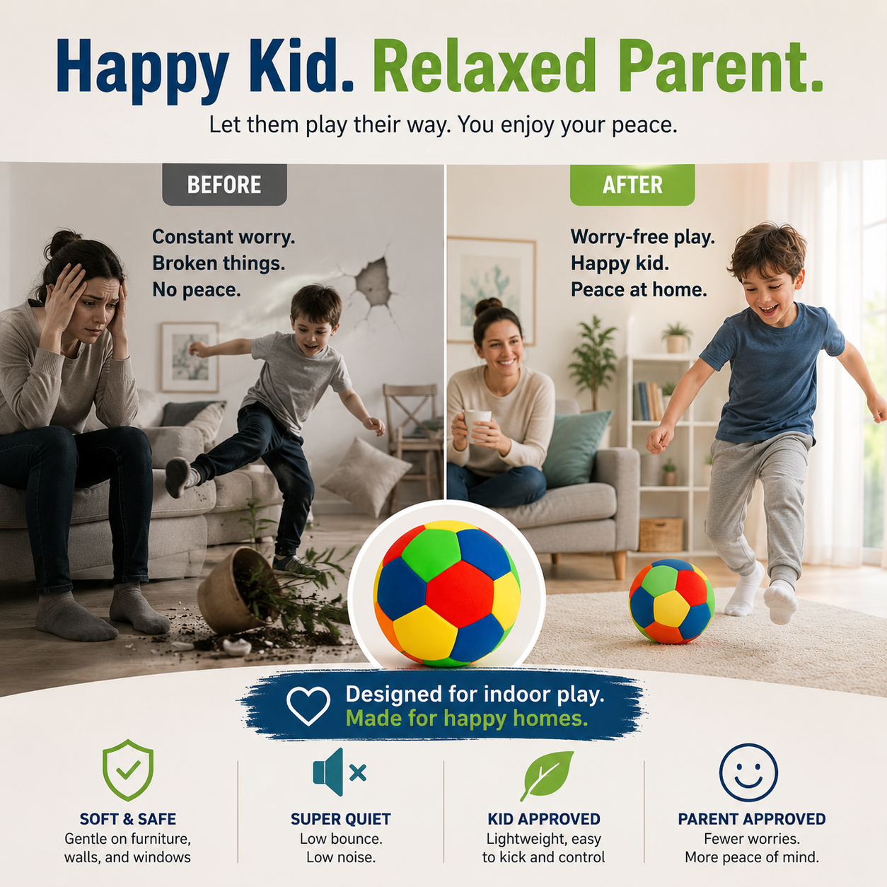 HushBall"- Indoor Soft Soccer Ball 2.0